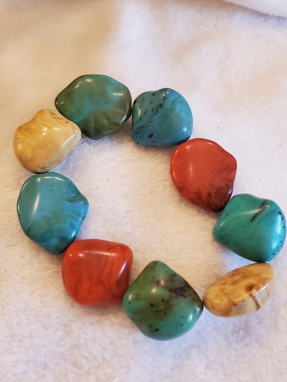 Chunky Southwestern-style multi-gemstone stretch bracelet